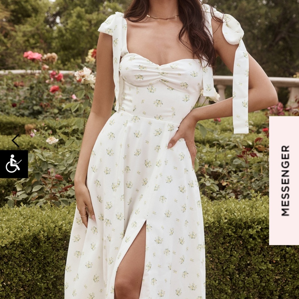 House of CB Alicia Ivory Floral dress in size L